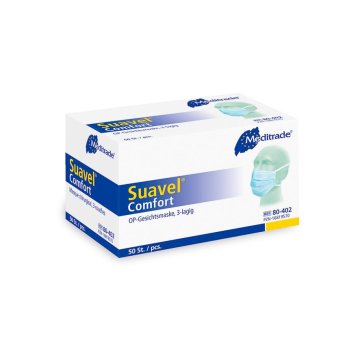 Suavel Comfort Mundschutz zum Binden mit Nasenbügel blau Typ IIR (50 Stück)