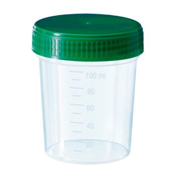 Urinbecher 125 ml, Mit Schraubdeckel, Grün (5 x 100 Stück)