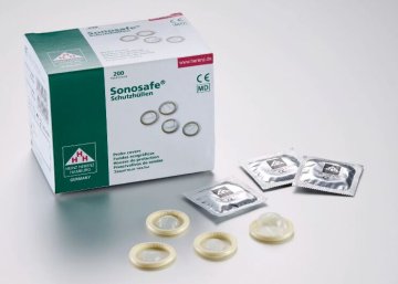 Sonosafe Schutzhüllen aus Latex, leicht gepudert (Ø 34 mm x 200 mm) (200 Stück)