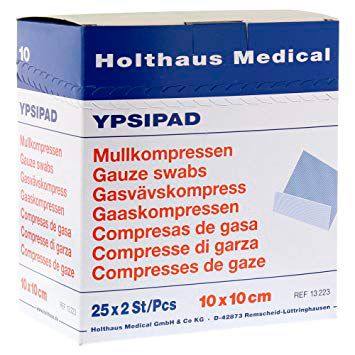 Ypsipad Mullkompressen unsteril (10 x 10cm) (100 Stück) – Holthaus Medical GmbH & Co. KG
