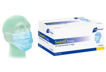 Mundschutz mit Gummiband Suavel Protec blau Typ II [50 Stück]