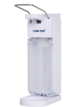 COM-TeX Armhebelspender Universal, mit 1 Liter Spenderflasche und Wandhalterung