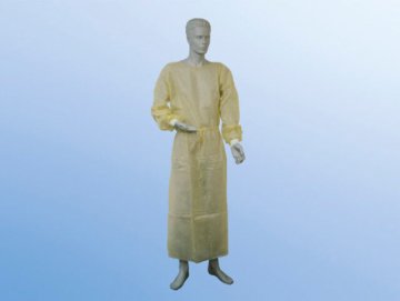 Besucherkittel gelb mit Strickbündchen feuchtigkeitsabweisend MRSA (B= 140 cm L= 125 cm) (10 Stück)