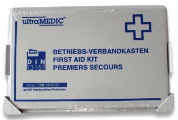 ultraWORKS II VK032, grau, mit Füllung DIN13157 inkl. Wandhalterung Betriebsverbandskasten