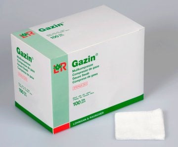 Gazin Kompresse, steril, 8-fach, 17-fädig [5 x 5cm] [50x2 Stück]