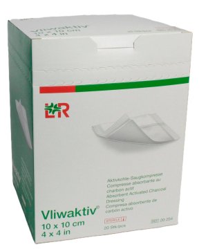 Vliwaktiv Aktivkohle-Saugkompresse Steril (10 x 10cm) (20 Stück)