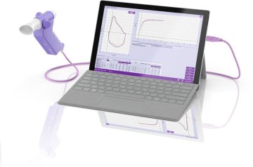 PC-Spirometer Easy on-PC bestehend aus: ndd Spiroson Handsensor, EasyWarePro PC-Software, Spiretten, Nasenklammer, Starter CDR