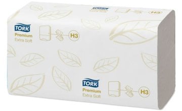 Tork Premium extra weich Handtuch H3, 2-lagig, weiß, ZZ-Falz (23 x 23 cm) (3000 Stück)