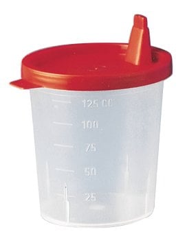 Urinbecher mit Schnappdeckel, rot (125 ml) (500 Stück)