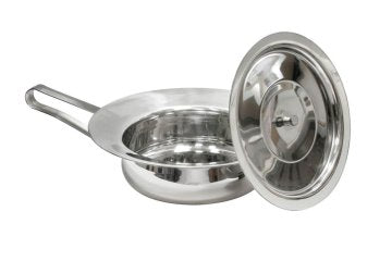 Stechbecken mit Knopfdeckel Stationsqualität, Edelstahl, Ø 30 cm autoklavierbar - Kein Medizinprodukt -