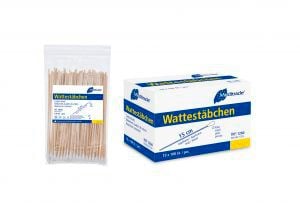Wattestäbchen 15 cm kleiner Kopf Holz unsteril [100 Stück]